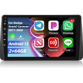 [2+64G] Android Car Stereo for Dodge Grand Caravan 2011-2020 & Chrysler Grand Voyager 2011-2015 - Wireless CarPlay & Android Auto - 9 Inch Touchscreen Car Radio - GPS/DSP/SWC + AHD Backup Camera