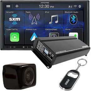 Alpine ILX-407 7" Shallow-Chassis Multimedia Receiver and KTA-450 Compact 4-Channel Amplifier and Back-Up Camera