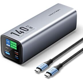 VENTION Laptop Power Bank, Aluminum 27000mAh PD140W Fast Charging USB-C Powerbank 3-Port Portable Charger with TFT Smart Display, Battery Pack for Laptops, MacBook Pro, iPhone, iPad,etc