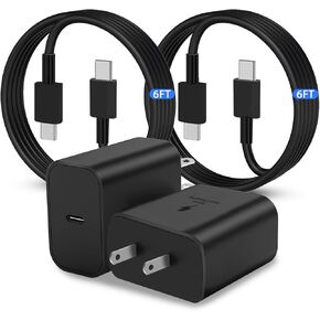 45W Super Fast USB C Charger[2 Pack],45 Watt Type C Charger Wall Charging Block with 2X 6ft Cable for Sam Sung Galaxy S24/S23 Ultra/S23+/S22 Ultra/S22+/S20 Ultra/Note 10 Plus, Galaxy Tab S8