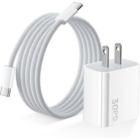 30W USB C Wall Charger,iPhone 16 Charger,Fast Charging Block,for iPhone 16/16plus/16pro/16promax/iPhone 15/15plus/15pro/15promax,for iPad pro/Air,Samsung S25,Google Pixel 9,with 6FT USB C to C Cable