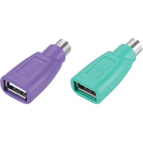 MECCANIXITY 4 Pcs PS/2 to USB Port, PS/2 Female to USB Male Adapter for Wired Mouse Keyboard Desktop PC Laptop Notebook, Green/Purple