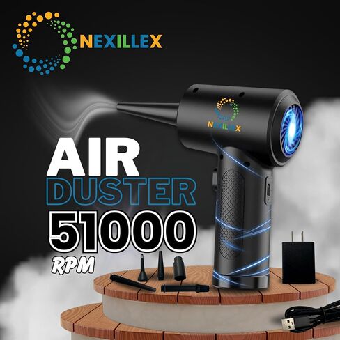 Cordless Air Duster C4915-68W 390 Brush Motor ، 51000 دورة في الدقيقة ، بطارية LI-ION 6000 مللي أمبير ، إعادة شحن سريع لمدة 3-4 ساعات ، مثالية للكمبيوتر الشخصي ولوحة المفاتيح وتنظيف الإلكترونيات in Saudi Arabia
