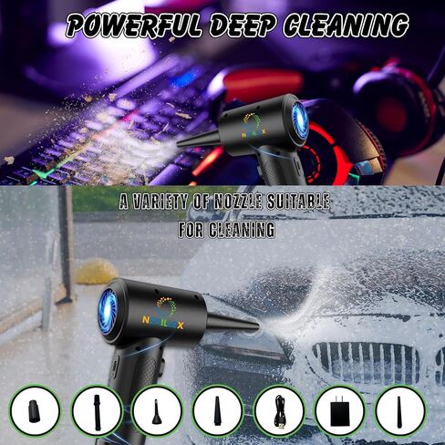 Cordless Air Duster C4915-68W 390 Brush Motor ، 51000 دورة في الدقيقة ، بطارية LI-ION 6000 مللي أمبير ، إعادة شحن سريع لمدة 3-4 ساعات ، مثالية للكمبيوتر الشخصي ولوحة المفاتيح وتنظيف الإلكترونيات in Saudi Arabia