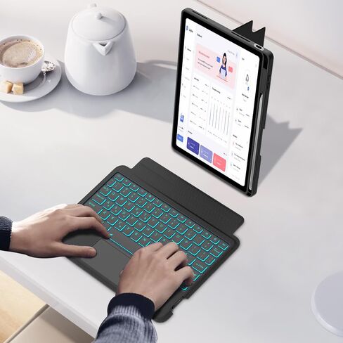 KVAGO Keyboard Case for iPad 11th(A16, 2025)/ 10th Gen, 7 Colors Backlit, Multi-Touch Trackpad, Portrait/Landscape, Magnetic Detachable Keyboard, Rugged Protective Case with Pencil Holder, Black in Kuwait