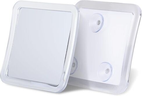 Travel Shower Mirror - Small Fogless Mirror with Triple Suction Cups - Antifog & Shatterproof Stick On Shaving Mirror for Bathroom and Travel - 5.3" x 5.3" (Chrome) in Saudi Arabia