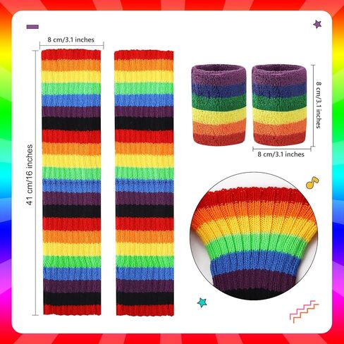 80s Accessories for Women Neon Leg Warmers Headband and Wristbands Set Knit Legwarmers for Ballet Dance Figure Skating in Kuwait