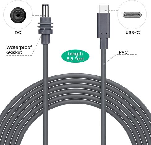weishan 10ft USB C to DC Power Cable for Starlink Mini, PD 100W Type C Fast Charging Cord with Outdoor Waterproof DC Barrel in Saudi Arabia