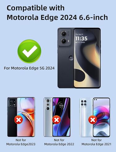 COOYA for Motorola Edge 2024 Case Wallet 5 Credit Card Holder Slot Flip Cover Anti-Slip Wallet Case Back Pocket Dual Layer Protective Hard Shell TPU Rubber Bumper for Moto Edge 2024 5G 6.6-inch Blue in Saudi Arabia