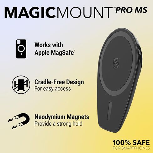 حامل لوحة القيادة المغناطيسية Scosche MPMSODVM-SP MagicMount Pro MS 4 في 1 / الزجاج الأمامي / فتحة التهوية مع ذراع متأرجح قابل للتعديل، حامل الهاتف الخلوي، متوافق مع سلسلة iPhone 16/15/14/13/12 وحافظة MagSafe in Kuwait
