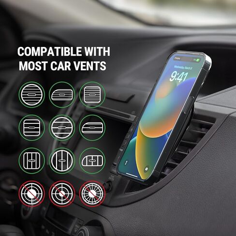 حامل لوحة القيادة المغناطيسية Scosche MPMSODVM-SP MagicMount Pro MS 4 في 1 / الزجاج الأمامي / فتحة التهوية مع ذراع متأرجح قابل للتعديل، حامل الهاتف الخلوي، متوافق مع سلسلة iPhone 16/15/14/13/12 وحافظة MagSafe in Kuwait