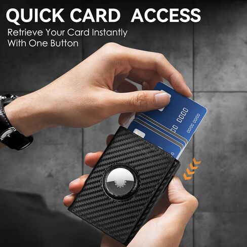 Mens Smart Wallet Card Holder for Air Tag, Leather Minimalist Wallet with RFID Blocking, Slim Pop up Card Case Wallet with 9-14 Card Capacity, Air Tag Wallet with ID Window & Cash Slot in Saudi Arabia