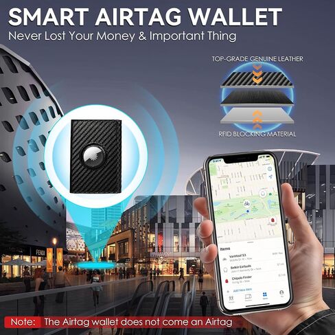Mens Smart Wallet Card Holder for Air Tag, Leather Minimalist Wallet with RFID Blocking, Slim Pop up Card Case Wallet with 9-14 Card Capacity, Air Tag Wallet with ID Window & Cash Slot in Saudi Arabia