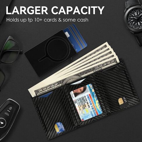 Mens Smart Wallet Card Holder for Air Tag, Leather Minimalist Wallet with RFID Blocking, Slim Pop up Card Case Wallet with 9-14 Card Capacity, Air Tag Wallet with ID Window & Cash Slot in Saudi Arabia