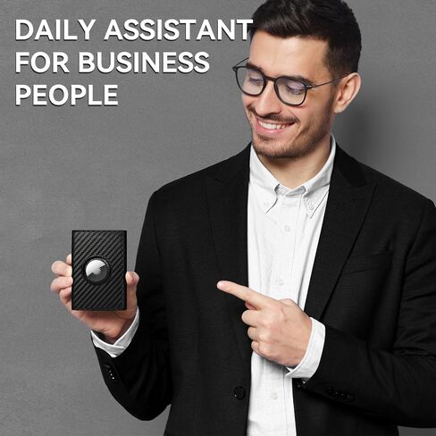 Mens Smart Wallet Card Holder for Air Tag, Leather Minimalist Wallet with RFID Blocking, Slim Pop up Card Case Wallet with 9-14 Card Capacity, Air Tag Wallet with ID Window & Cash Slot in Saudi Arabia