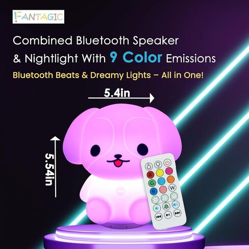 Combined Bluetooth Speaker & Nightlight With 9 Color Emissions, Child Friendly Silicone & BPA Free, USB Recharging, Receives Audio From Computer, Phone Or Tablet, and includes Remote Control (Owl) in Kuwait