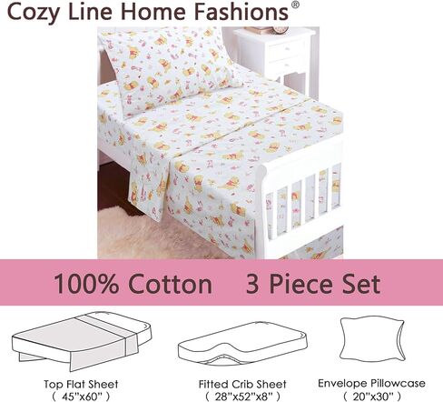 مجموعة ملاءات الأطفال الصغار من Cozy Line Home Fashions Flower Rosa Flourish Butterfly مكونة من 3 قطع من القطن باللون الوردي المخضر in Kuwait