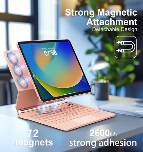 حافظة لجهاز iPad الجيل التاسع مع لوحة مفاتيح، حافظة لوحة مفاتيح مغناطيسية سحرية لجهاز iPad 10.2 9th/8th/7th Gen & Air 3، Pro 10.5، لوحة تتبع متعددة اللمس - إضاءة خلفية - لوحة مفاتيح لاسلكية بحامل ناتئ عائم in Kuwait