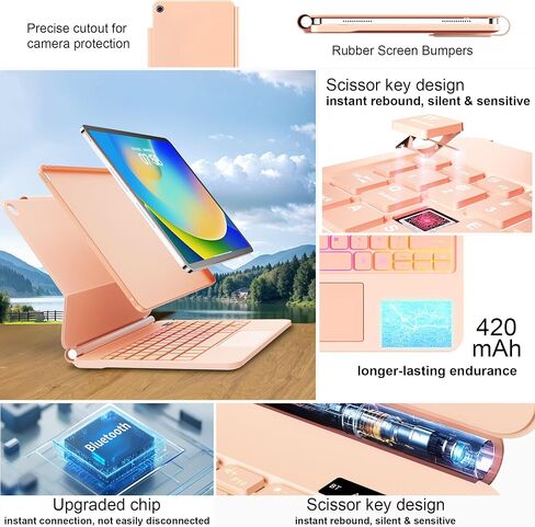 حافظة لجهاز iPad الجيل التاسع مع لوحة مفاتيح، حافظة لوحة مفاتيح مغناطيسية سحرية لجهاز iPad 10.2 9th/8th/7th Gen & Air 3، Pro 10.5، لوحة تتبع متعددة اللمس - إضاءة خلفية - لوحة مفاتيح لاسلكية بحامل ناتئ عائم in Kuwait
