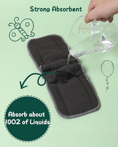 Babygoal Reusable Cloth Diaper Inserts Pack of 12, Absorbent & Breathable Liners, 3-Layer Microfiber Inserts for Cloth Diapers 12T in Kuwait