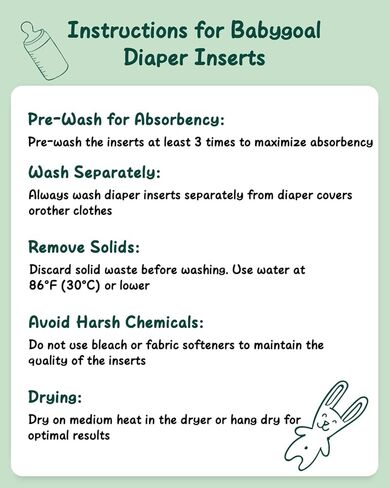 Babygoal Reusable Cloth Diaper Inserts Pack of 12, Absorbent & Breathable Liners, 3-Layer Microfiber Inserts for Cloth Diapers 12T in Kuwait
