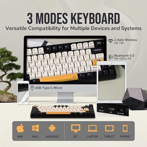 Kiiboom Moonshadow V2 75 ٪ لوحة مفاتيح ألعاب ألمنيوم اللاسلكية ، QMK وعبر لوحة مفاتيح ميكانيكية قابلة للبرمجة ، BT5.0/2.4GHz/USB-C لوحة مفاتيح دسم ساخنة مع FR4 ، Knob ، بطارية 4000 مللي أمبير (Silver) in Kuwait