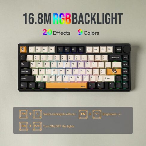 Kiiboom Moonshadow V2 75 ٪ لوحة مفاتيح ألعاب ألمنيوم اللاسلكية ، QMK وعبر لوحة مفاتيح ميكانيكية قابلة للبرمجة ، BT5.0/2.4GHz/USB-C لوحة مفاتيح دسم ساخنة مع FR4 ، Knob ، بطارية 4000 مللي أمبير (Silver) in Kuwait