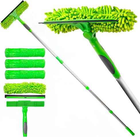 DSV Standard Professional 62" Window Squeegee for Window Cleaning, 2 in 1 Rotatable Window Cleaning Squeegee Kit with Extension Pole, Window Cleaning Tool for Indoor/Outdoor High Windows, Home, Car in Saudi Arabia