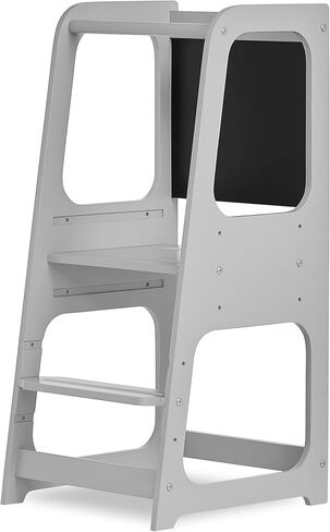 Explora Tower & Step Stool in Black, Anti-Slip Base, Multipurpose Kids Step Stool, 3 Platform Heights, Chalkable Black Board in Kuwait