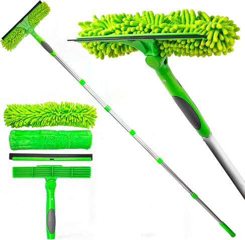 DSV Standard Professional 62" Window Squeegee for Window Cleaning, 2 in 1 Rotatable Window Cleaning Squeegee Kit with Extension Pole, Window Cleaning Tool for Indoor/Outdoor High Windows, Home, Car in Saudi Arabia