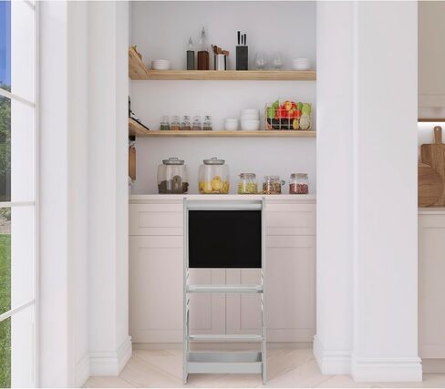 Explora Tower & Step Stool in Black, Anti-Slip Base, Multipurpose Kids Step Stool, 3 Platform Heights, Chalkable Black Board in Kuwait