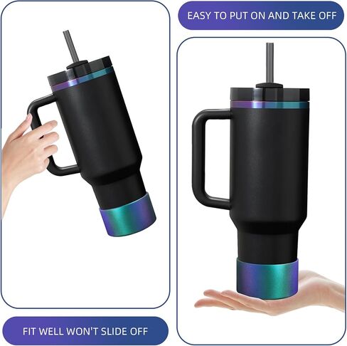 Gradient Silicone Boot and 2 PCS 10MM Glitter Straw Cover, Anti-Slip Boot Sleeves Bottom Protector Compatible with Stanley Cup 20 30 40 Oz Water Bottle 12-24 Oz Tumbler Accessories in Saudi Arabia