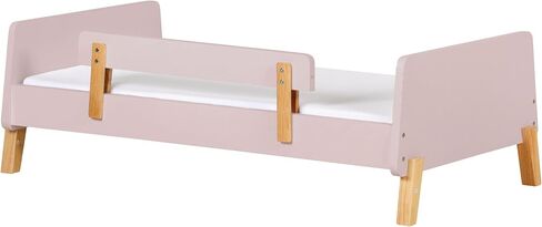 Muse Toddler Bed with Removable Rails – Toddler and Kids Bed Set Fits Standard Crib Mattress, Holds up to 50 Lbs. – Modern, Easy-to-Assemble, 55.15x 31.26x17.95 in, White + Natural in Saudi Arabia