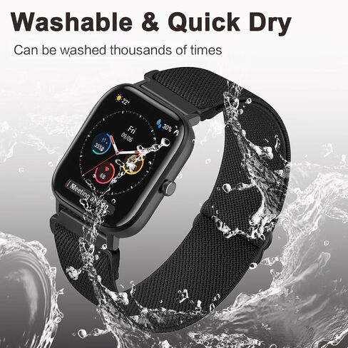 2 Pack Watch Bands Compatible with Amazfit Active 2/GTR Mini/GTS 4 Mini/GTS 4/GTS 3/GTS 2 Mini/GTS 2e/GTS 2/GTS,Silicone & Stretchy Nylon Elastic Strap for Amazfit Bip 3 Pro/Bip U Pro in Saudi Arabia