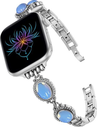 سوار Moolia Turquoise Stone متوافق مع Apple Watch Band 42/41/41/38/46/45/44/49 ملم ، استبدال الأحجار الكريمة المصنوعة يدويًا من أجل IWATCH ULTRA SEN in Kuwait