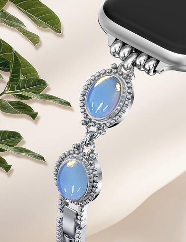 سوار Moolia Turquoise Stone متوافق مع Apple Watch Band 42/41/41/38/46/45/44/49 ملم ، استبدال الأحجار الكريمة المصنوعة يدويًا من أجل IWATCH ULTRA SEN in Kuwait