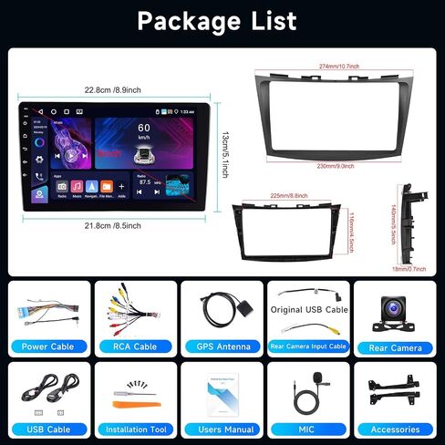 Car Radio for Suzuki Swift 2011-2017 2G 64G Android Car Stereo Carplay Wireless Android Auto, Hodozzy 9 inch Touch Screen with GPS/WiFi/Bluetooth, FM RDS, Mirror Link,Backup Camera in Saudi Arabia