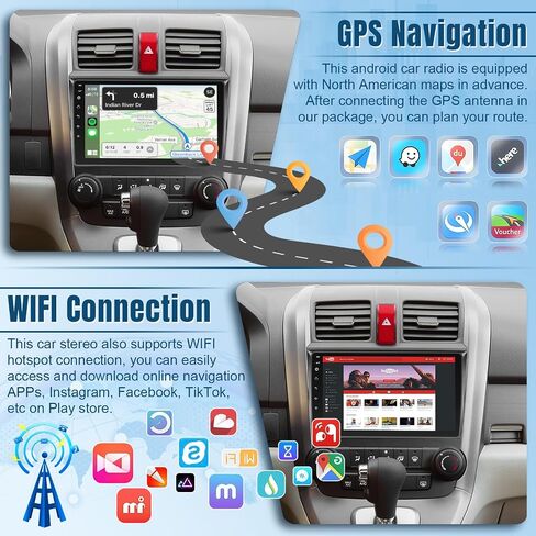 Naifay Android Car Stereo for Honda CRV 2007 2008 2009 2010 2011 Radio, 9inch Touch Screen for CRV Radio with Carplay Android Auto Bluetooth GPS WiFi FM SWC Mirrorlink Camera in Saudi Arabia