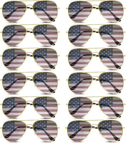 Mepase 12 Pack Mens Women American Flag Sunglasses USA Flag Glasses for 4th of July for Independence Day Patriotic Decoration in Kuwait