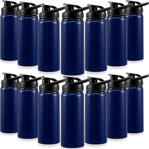 14 Pcs Aluminum Water Bottle 17 Oz Bike Water Bottles with Snap Lid Reusable Water Bottle Easy Carry Sports Water Bottle for Camping Hiking (Black) in Saudi Arabia