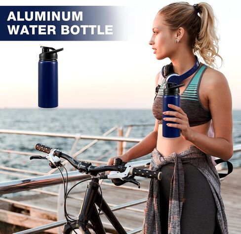 14 Pcs Aluminum Water Bottle 17 Oz Bike Water Bottles with Snap Lid Reusable Water Bottle Easy Carry Sports Water Bottle for Camping Hiking (Black) in Saudi Arabia