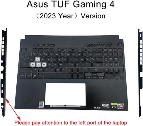 for ASUS TUF Dash A15 F15 FX507 FX517ZM FA507 FX507Z Palmrest Backlit Keyboard (Black-White keys-2023) in Saudi Arabia