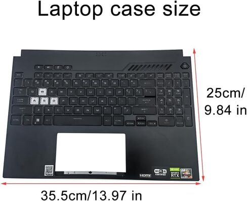for ASUS TUF Dash A15 F15 FX507 FX517ZM FA507 FX507Z Palmrest Backlit Keyboard (Black-White keys-2023) in Saudi Arabia