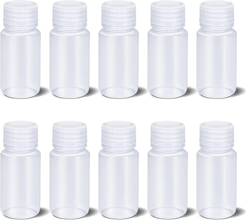 20Pcs Clear Pill Bottle, Plastic Reagent Bottle, 1oz Laboratory Grade Polypropylene Wide Mouth with Screw Cap, Plastic Sample Bottles for Classrooms or Storage at Home in Saudi Arabia