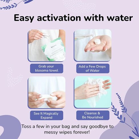 Lavender Compressed Towel Tablets – Disposable Cotton, Instant Expandable water activated Face Towels, Travel-Friendly, Biodegradable Moisturizing Towels for Camping and Outdoors Pack of 50 in Kuwait