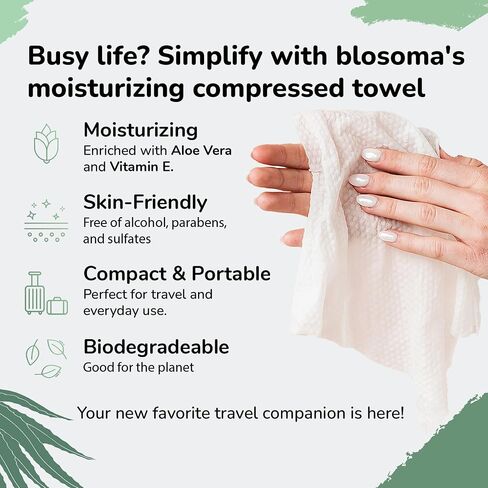 Lavender Compressed Towel Tablets – Disposable Cotton, Instant Expandable water activated Face Towels, Travel-Friendly, Biodegradable Moisturizing Towels for Camping and Outdoors Pack of 50 in Kuwait