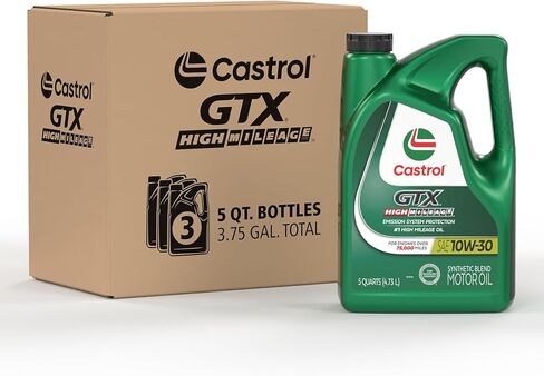 Castrol Edge High Mileage 10W-30 Advanced Full Synthetic Motor Oil, 1 Quart, Pack of 6 in Saudi Arabia
