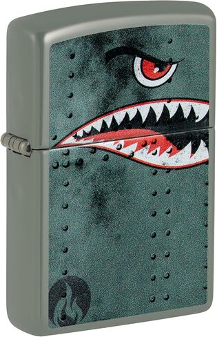 Zippo Lighter: Fighter Plane Nose Art, Shark Teeth - Golf Green Matte 81483 in Saudi Arabia