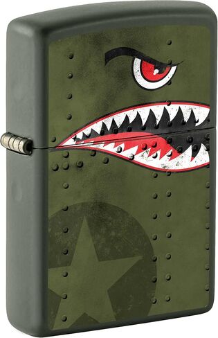 Zippo Lighter: Fighter Plane Nose Art, Shark Teeth - Golf Green Matte 81483 in Saudi Arabia