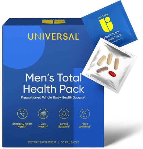 Men's Total Health Pack Daily Multivitamin Supplement, Energy, Stress Support, Krill Oil, 22 Key Vitamins & Minerals, VIT D, C, B12, E, A, B6, K, Biotin, Zinc, Astaxanthin (30 Pack) in Saudi Arabia